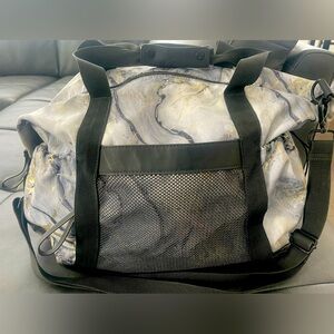 Marble print indigo duffle bag